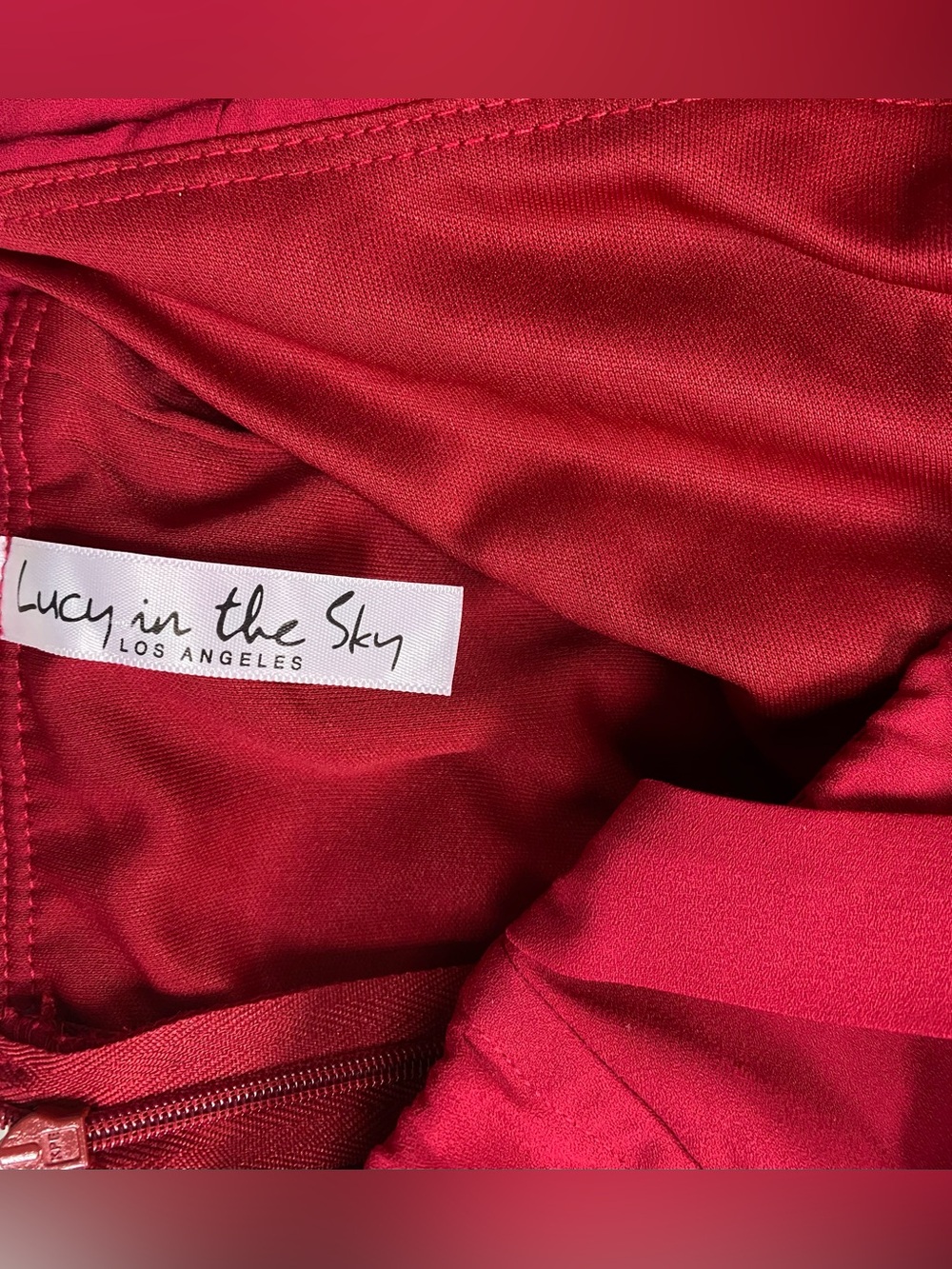 Lucy in the Sky Burgundy Wine Tie Strap Ruffle Mini Dress M Wedding Guest Party - Picture 6 of 8